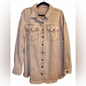 Boutique Tan Denim Button-Down Shirt